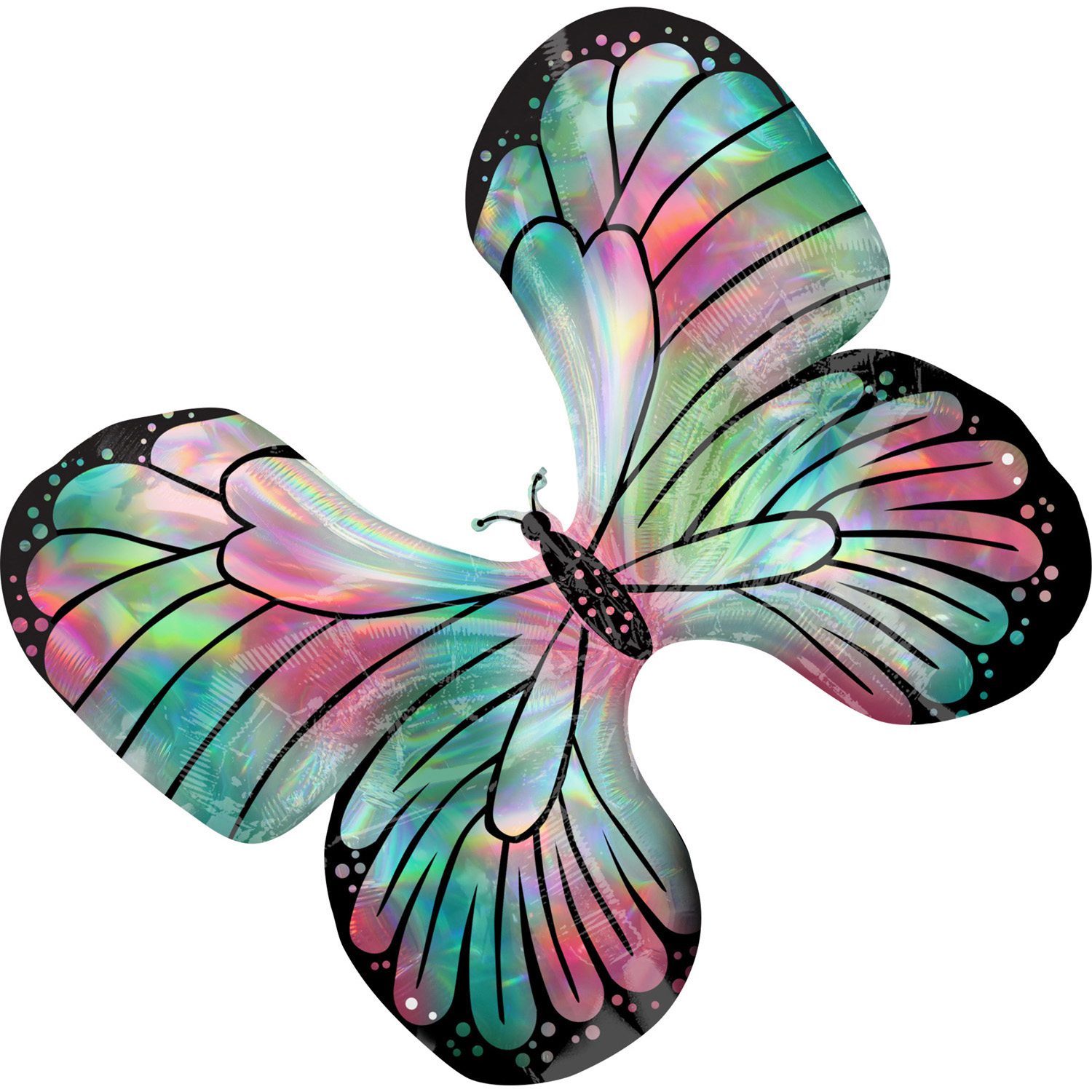 Motýl balónek holografický 76 cm x 66 cm
